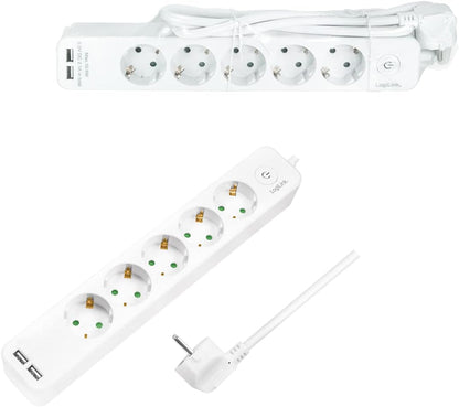 `LogiLink Steckdosenleiste 5-fach, 1,5m 2xUSB 5V/2,`
