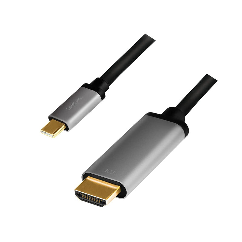 LogiLink CUA0101 - USB 3.2 Gen 1-HDMI Connection Cable 4K/60 Hz, Aluminium, Black/Grey, 1.8 m