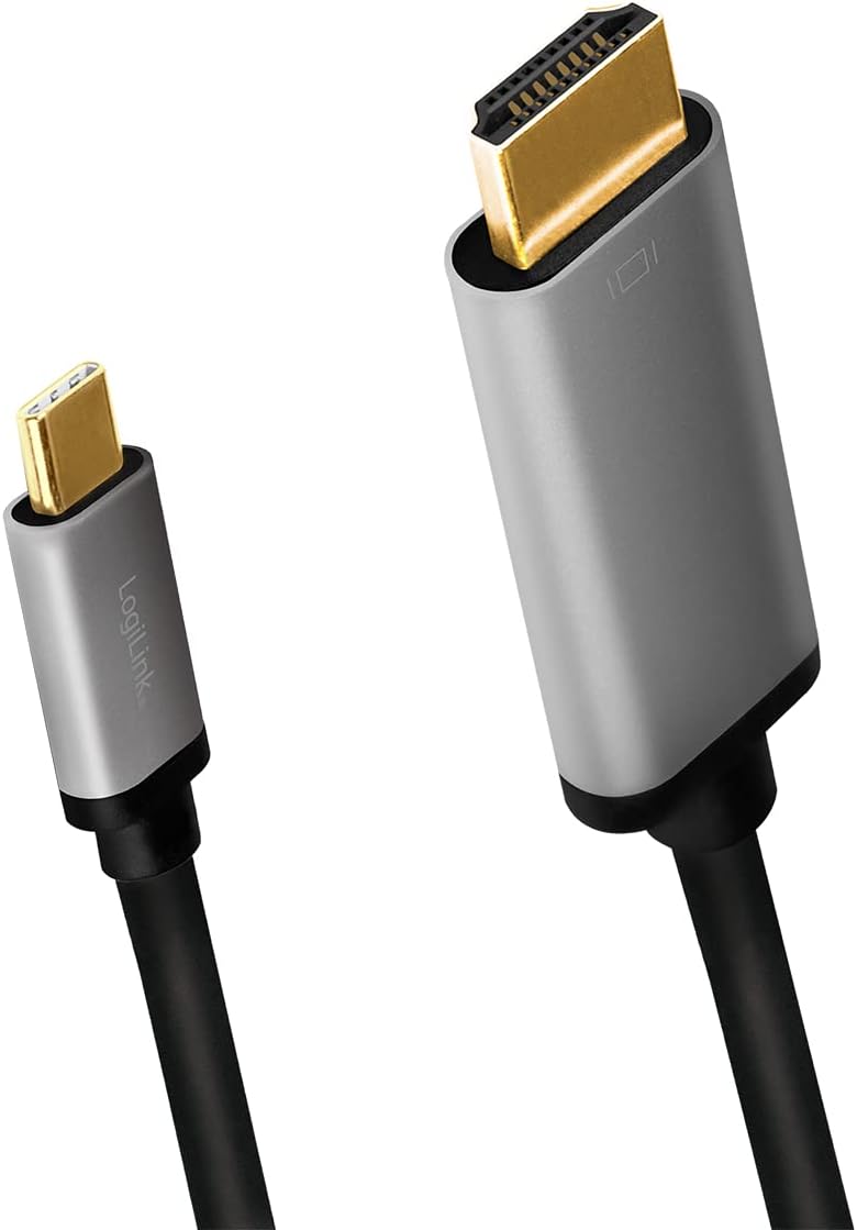 LogiLink CUA0101 - USB 3.2 Gen 1-HDMI Connection Cable 4K/60 Hz, Aluminium, Black/Grey, 1.8 m