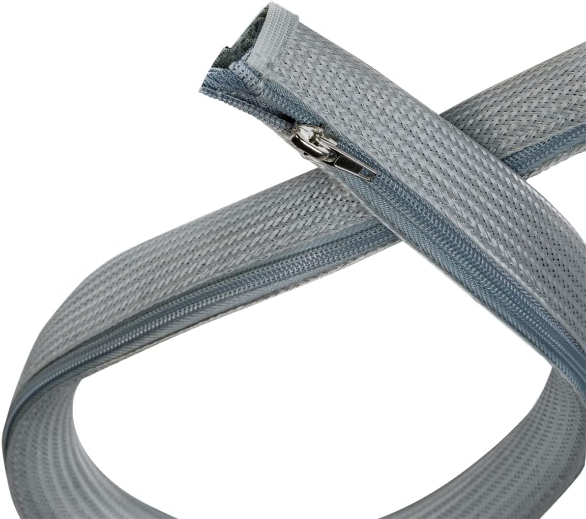 LogiLink KAB0074 - Kabelschlauch mit Reißverschluss zum Schutz der Kabel und für eine aufgeräumte Optik, Ø35 mm, 2m, grau 2m Ø35 mm