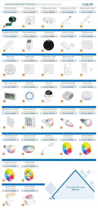 LogiLink SH0114 - Wi-Fi Smart Home Wasserlecksensor, über App steuerbar, IP20, Tuya kompatibel, unterstützt Amazon Alexa und Google Home, Weiß