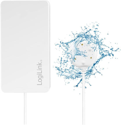 LogiLink SH0114 - Wi-Fi Smart Home Wasserlecksensor, über App steuerbar, IP20, Tuya kompatibel, unterstützt Amazon Alexa und Google Home, Weiß