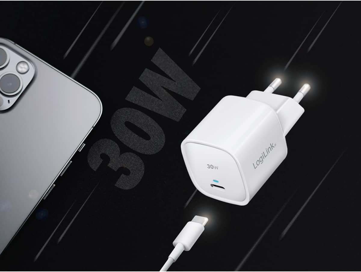 LogiLink PA0279 - USB Socket Adapter, 1x USB-C Port with PD (PowerDelivery), GaN Technology (Gallium Nitride), 30 W