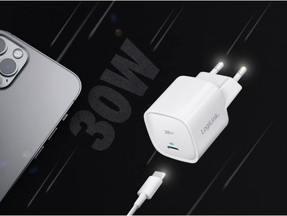 LogiLink PA0279 - USB Socket Adapter, 1x USB-C Port with PD (PowerDelivery), GaN Technology (Gallium Nitride), 30 W