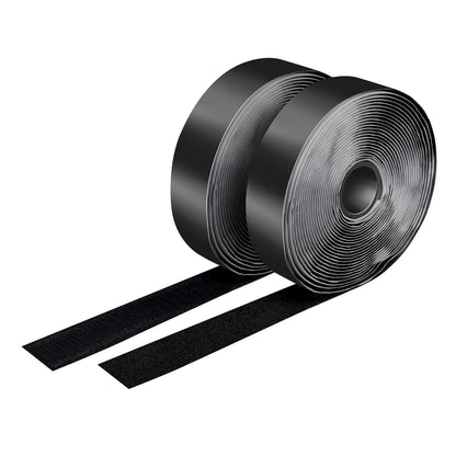 LogiLink KAB0080 - Selbstklebendes Klettband-Set (1x Hakenband, 1x selbstklebendes Schlaufenband), Länge: 5m - Breite: 25mm, Farbe: Schwarz
