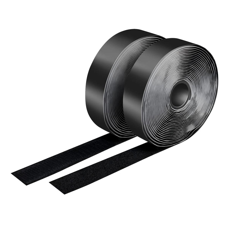LogiLink KAB0080 - Selbstklebendes Klettband-Set (1x Hakenband, 1x selbstklebendes Schlaufenband), Länge: 5m - Breite: 25mm, Farbe: Schwarz
