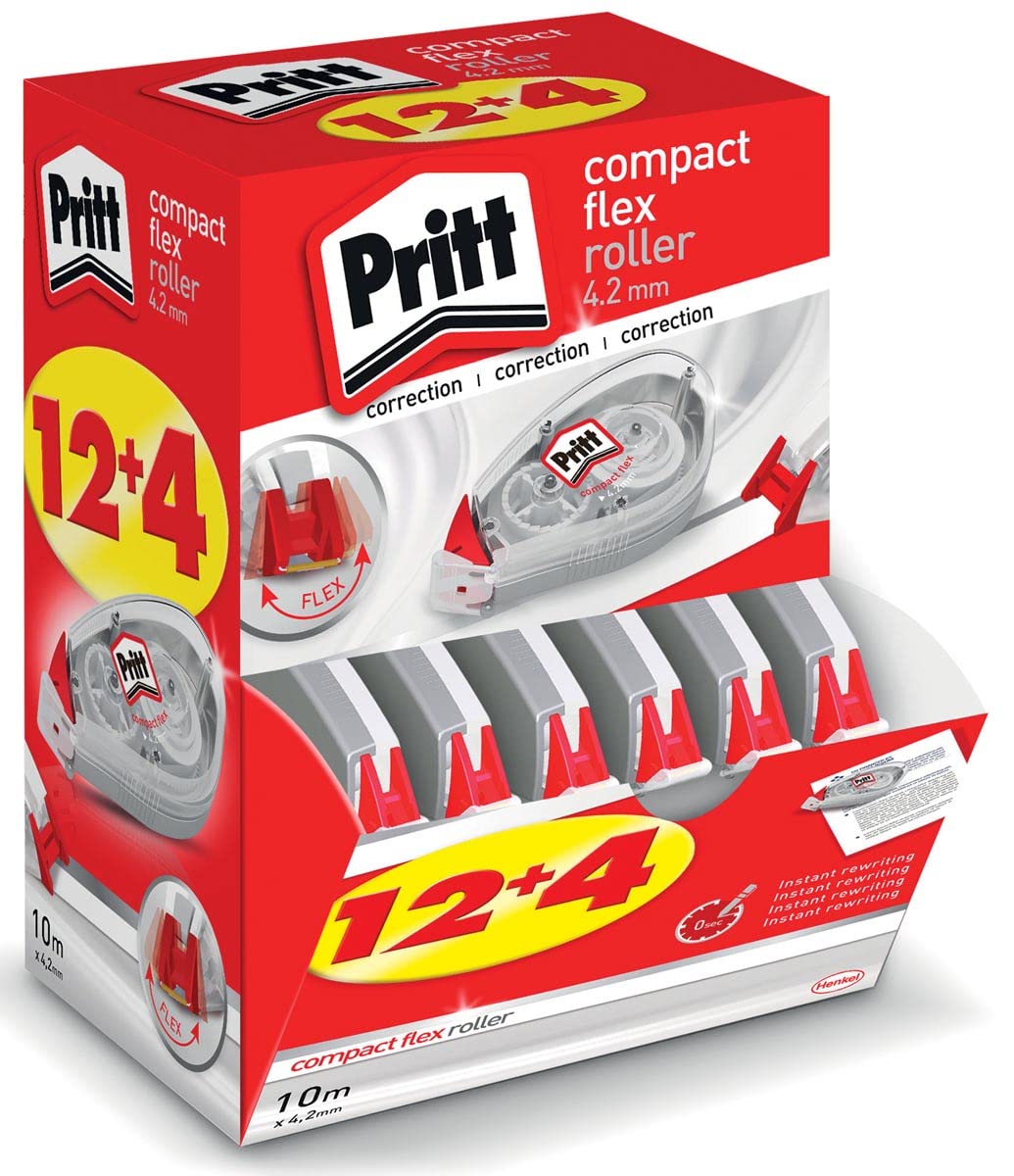 Pritt 9H PCK4 M Korrektur Roller Compact Flex, 16 Multipack