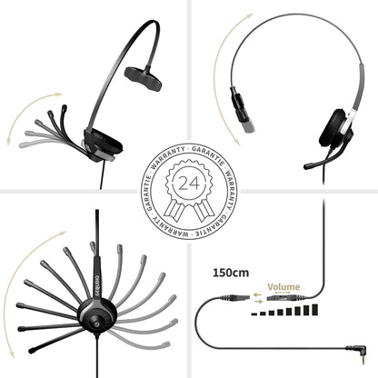 GEQUDIO Headset 1-Ohr mit 2.5mm Klinke