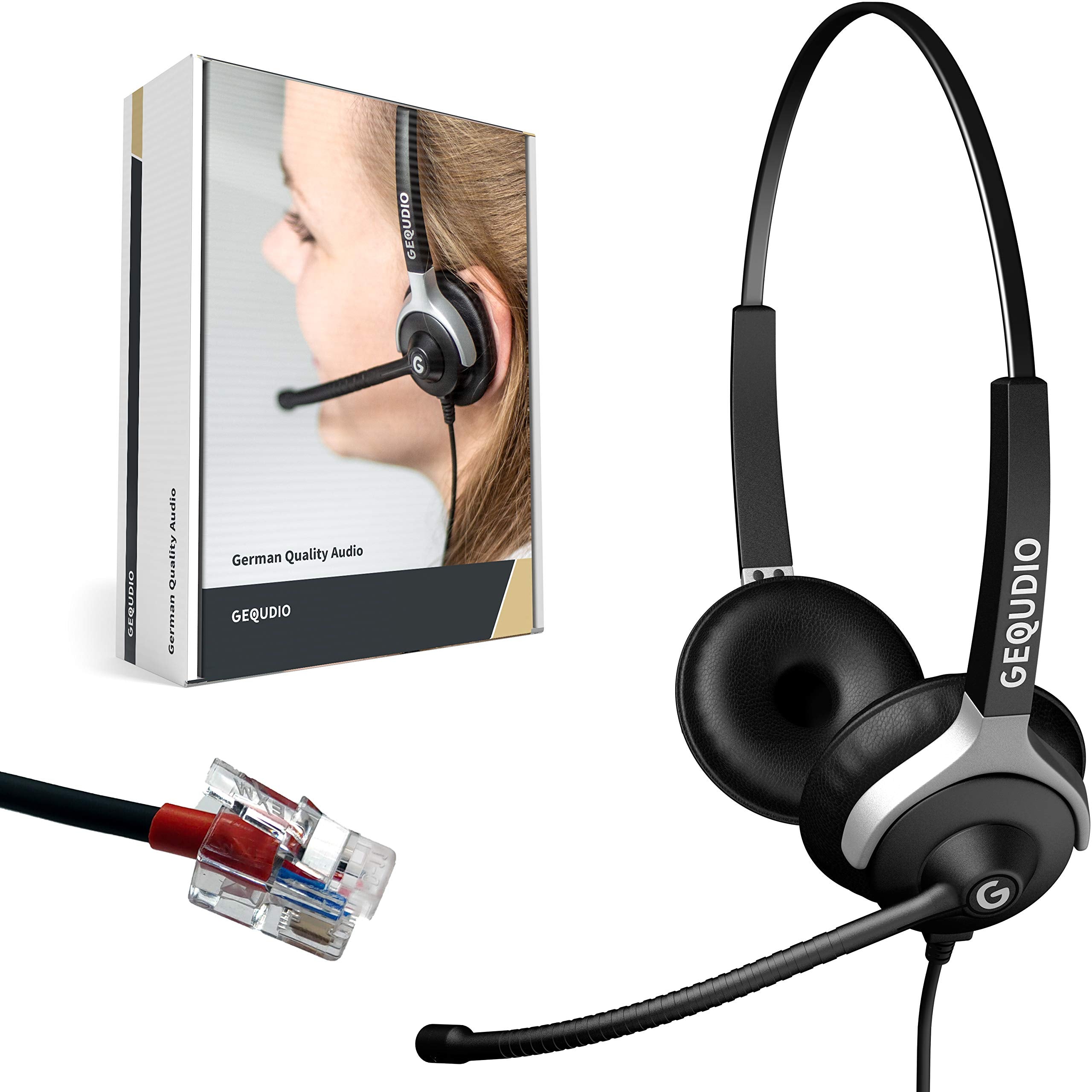 `GEQUDIO Headset 2-Ohr fur Yealink,Snom,Grandstream`