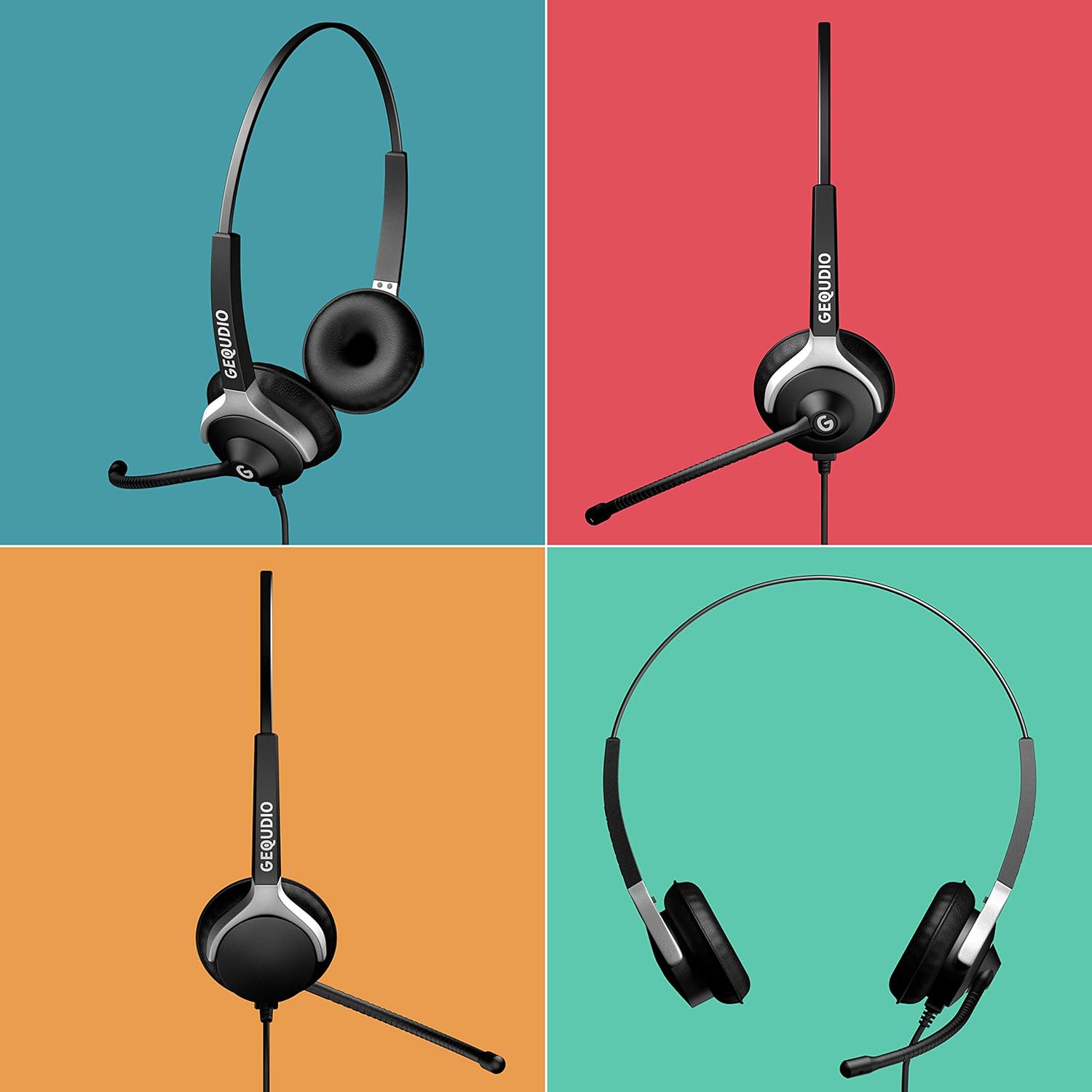 `GEQUDIO Headset 2-Ohr fur Yealink,Snom,Grandstream`