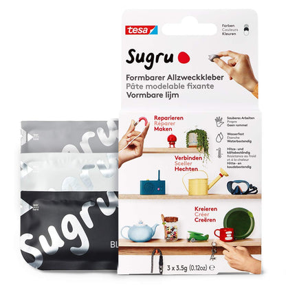 tesa Sugru formbarer Allzweckkleber 3er Schwarz/We