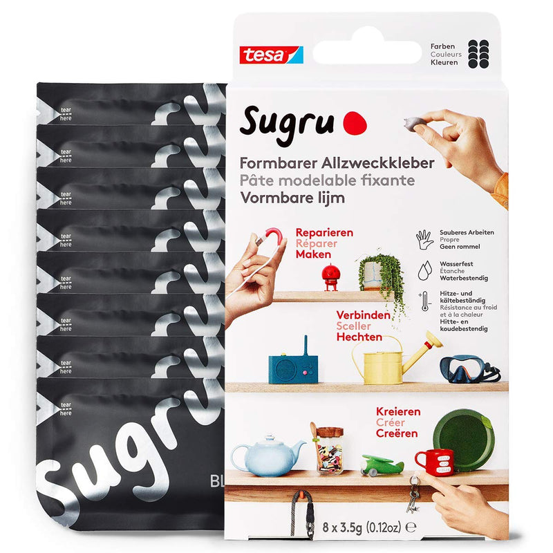 tesa Sugru formbarer Allzweckkleber 8er Schwarz