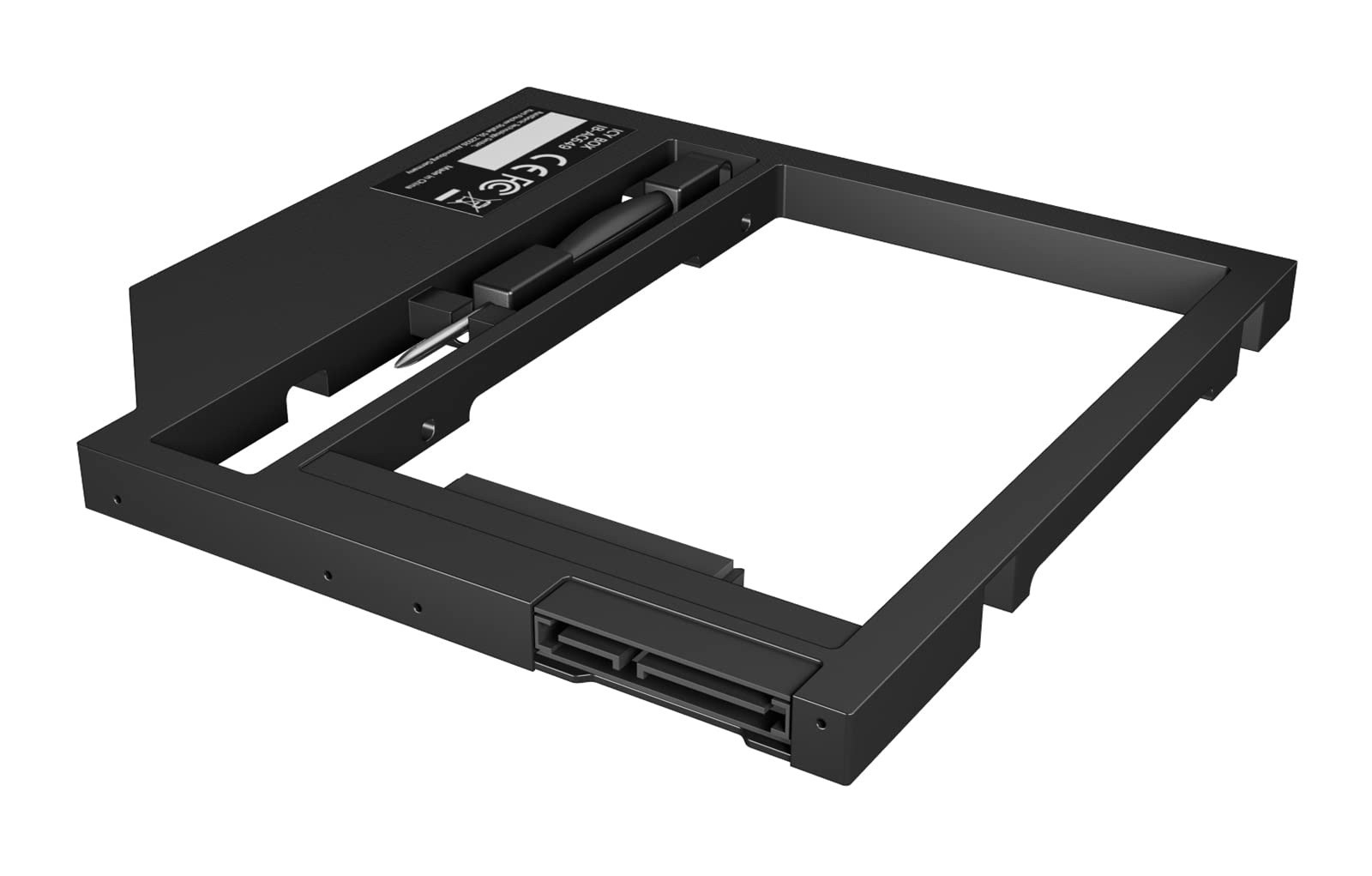 Icy Box AC649 Notebook Adaptor for 6.35 cm/2.5 Inch HDD/SSD with Height Wedding 7-9 cm in a 9 9.5 mm DVD Drive black
