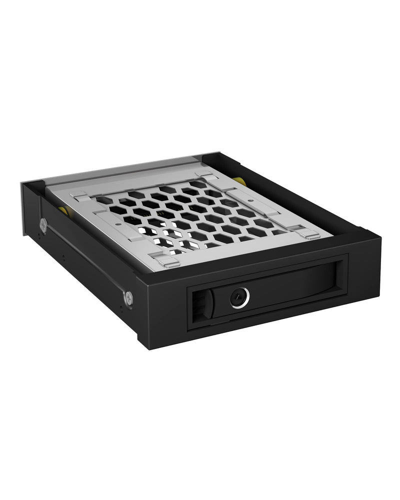 ICY BOX IB-2213SSK 3,5 Zoll Wechselrahmen für 1x 2,5 Zoll HDD/SSD, SATA III/SAS II, Voll-Metall, Anti-Vibration, abschließbar schwarz