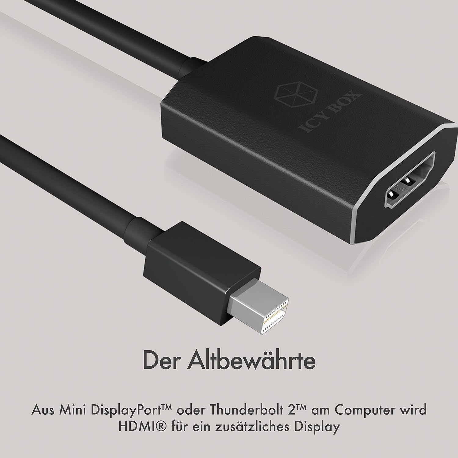 ICY BOX IB-AD502 Video Adaptor HDMI (Male) to VGA (Female), Full HD (1920 x 1080, 60 Hz) - Aluminium black Black Von Mini DP Von Mini DP To HDMI