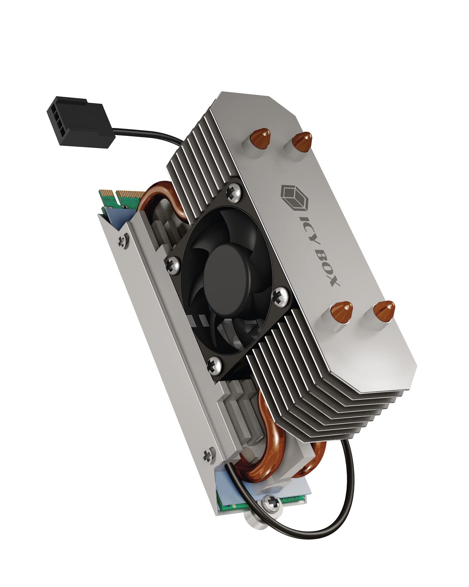 ICY BOX M.2 Cooler with Fan and Heatpipe Heatsink for M.2 NVMe & SATA SSD up to 2280, 30 mm Fan Active, Thermal Pad Included 2280 With fan (tower)