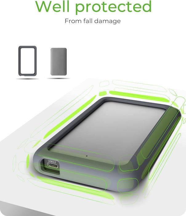 ICY BOX USB-C External Enclosure for 2.5" SATA HDD/SSD, USB 3.1 (Gen 2, 10 Gbps), Aluminium, Silicone Protector, IB-246-C31-G