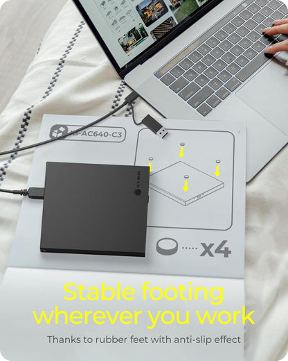 IcyBox Enclosure for 1x Ultra Slim SATA Drive with USB Type-C® & Type-A Combo Cable