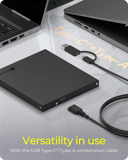 IcyBox Enclosure for 1x Ultra Slim SATA Drive with USB Type-C® & Type-A Combo Cable