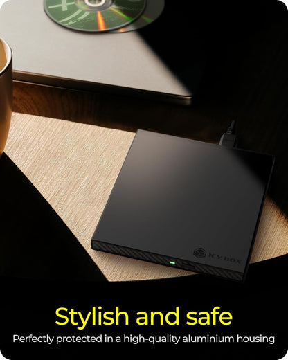 IcyBox Enclosure for 1x Ultra Slim SATA Drive with USB Type-C® & Type-A Combo Cable