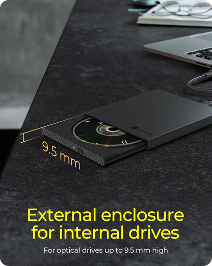 IcyBox Enclosure for 1x Ultra Slim SATA Drive with USB Type-C® & Type-A Combo Cable