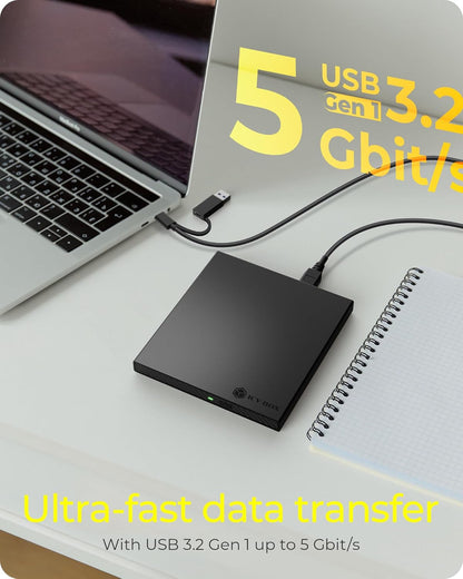 IcyBox Enclosure for 1x Ultra Slim SATA Drive with USB Type-C® & Type-A Combo Cable