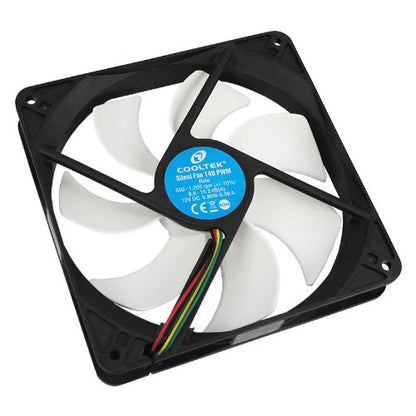 Cooltek 200400220 Silent Fan 140 PWM, 140mm x 140mm x 25mm PWM Lüfter, Rifle-Bearing, 6,8 - 15,2 dBa, 600 - 1.200 U/min, 88,4 - 115,4 m³/h, 4-Pin PWM Anschluss