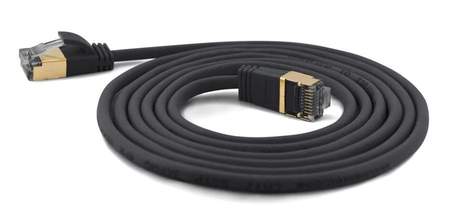wantecWire Extra Thin Patch Cable CAT.7 Cable CAT.6 Connector SSTP Shielded Length 7 m Black black Länge 7m