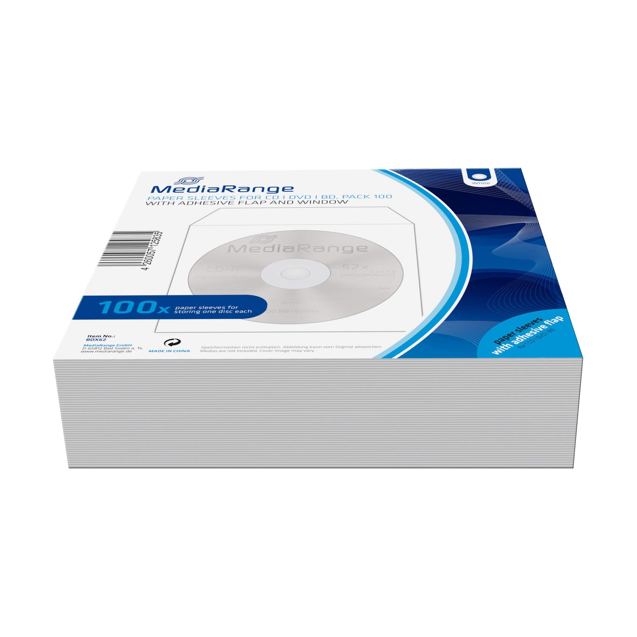 MEDIARANGE BOX62 1disques Case Optical Disk Cases Optical Drives (1, White, Paper White, 120 mm