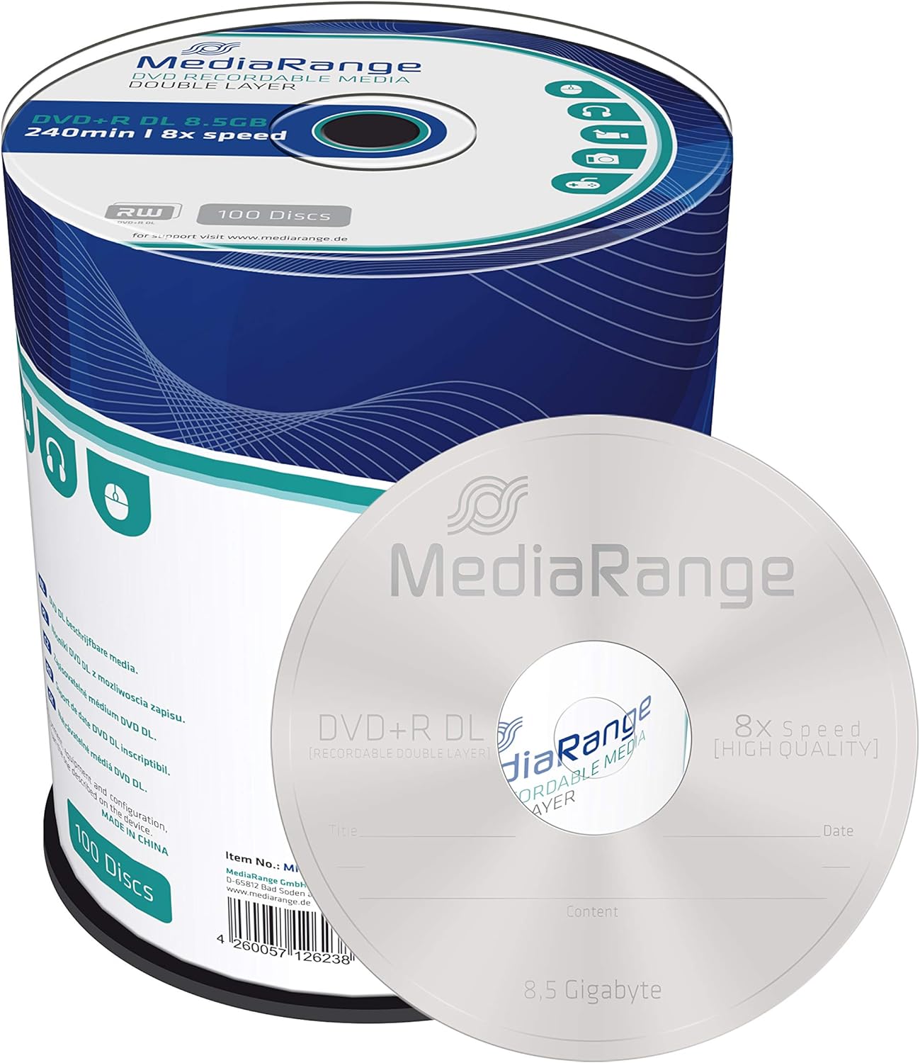 MediaRange DVD+R 8.5GB 100pcs 8x Double Layer