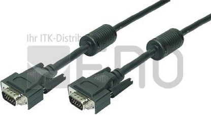 LogiLink CV0017 Double Shielded 15-Pin Male to Male VGA Monitor Cable, 15 Meter Length, Black, 15 Meter Length