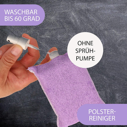 XANTOS Polsterreiniger Auto - Zisch und Wisch All-in-One Duo Schwamm inklusive 40ml Sprühflasche klein mit Reiniger für Auto, Wohnmobil oder Wohnwagen - Autopflege für zwischendurch