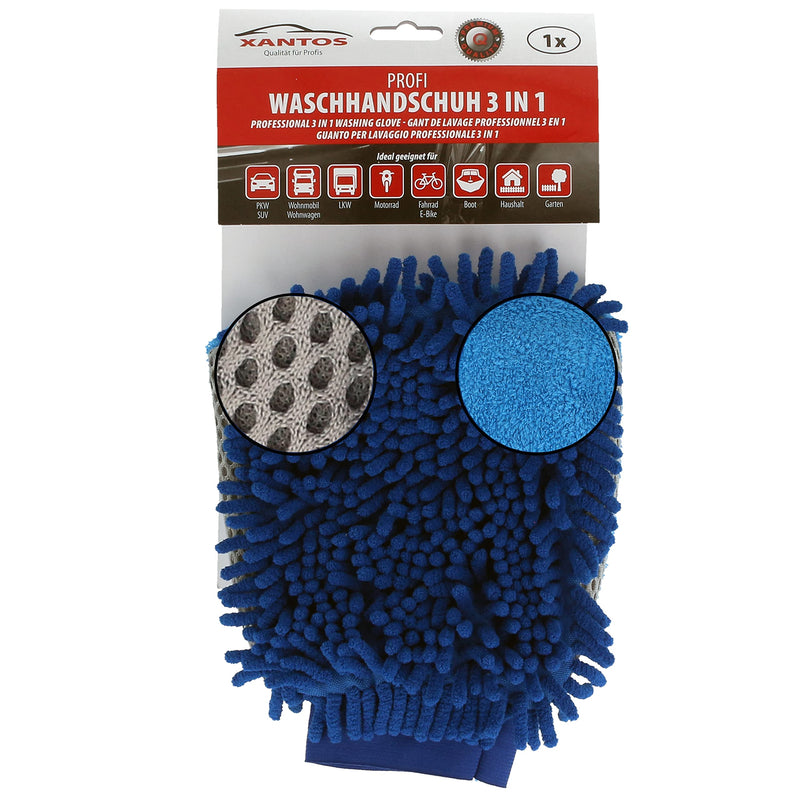 XANTOS Chenille-Waschhandschuh 3in1