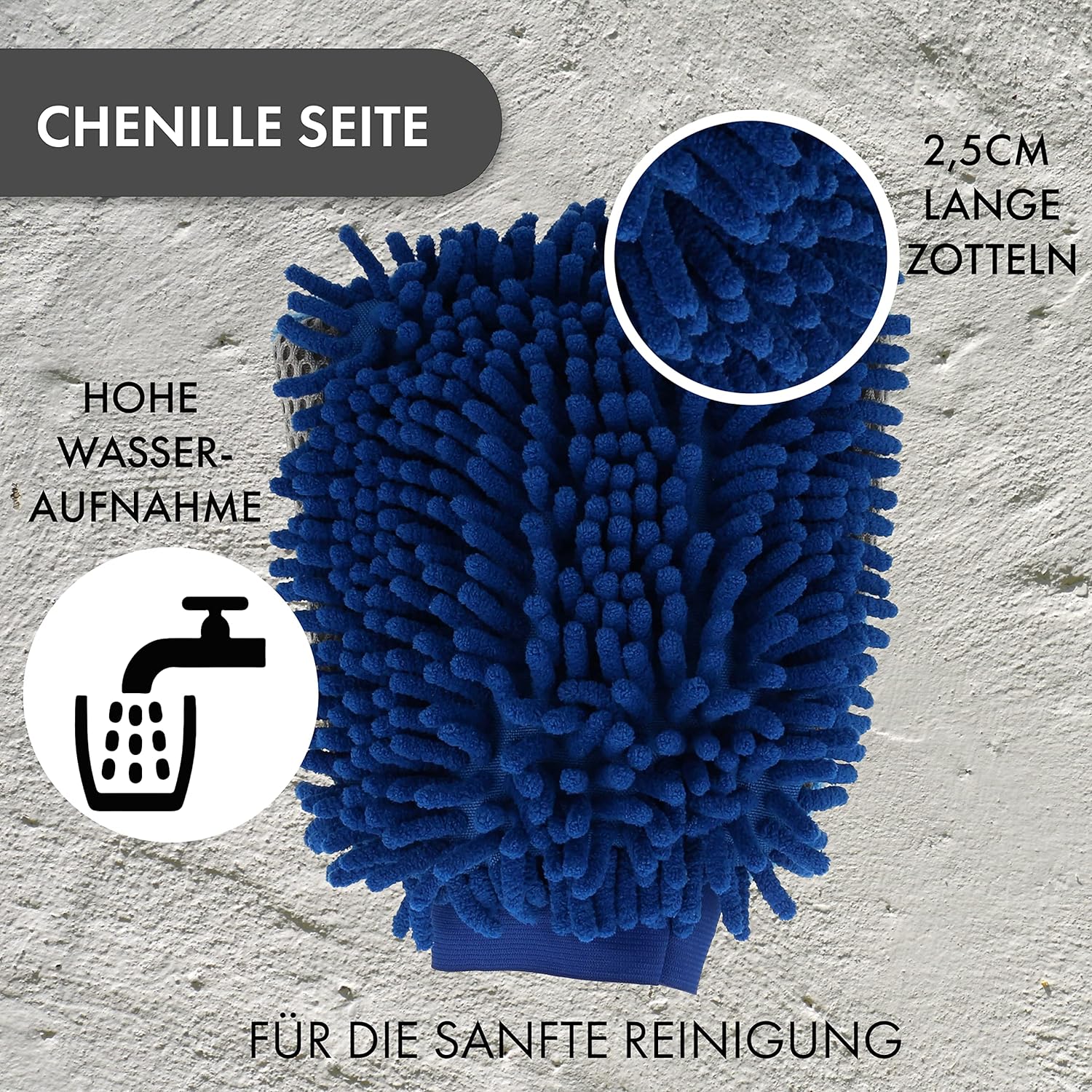 XANTOS Chenille-Waschhandschuh 3in1