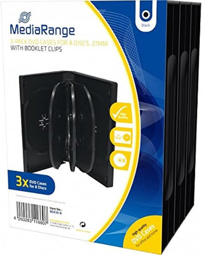 MediaRange BOX35-8 DVD 8 Disc Case 27mm Black (Pack of 3