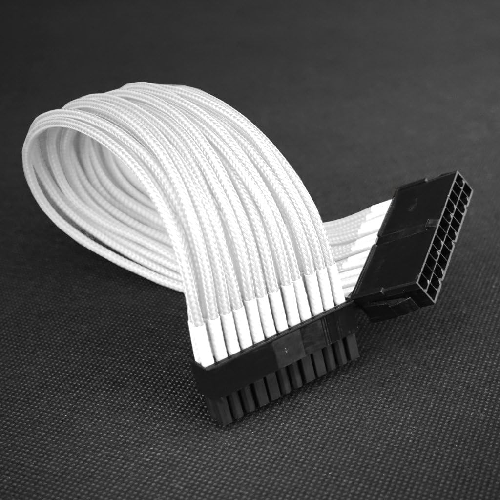 Nanoxia 24-Pin ATX Extension Cable – 30 Cm – White Einzels Sleeve