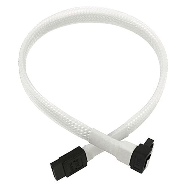 Nanoxia 900400031 SATA 3.0 Anschlusskabel, Abgewinkelter Stecker, Sicherheitslasche, 45 cm, Weißer Sleeve