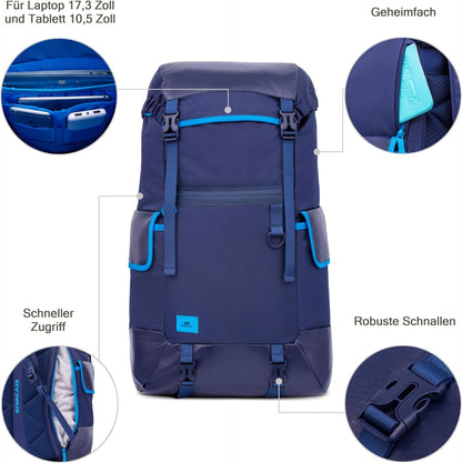 Rivacase Unisex Dijon Rucksack 17.3" Blau