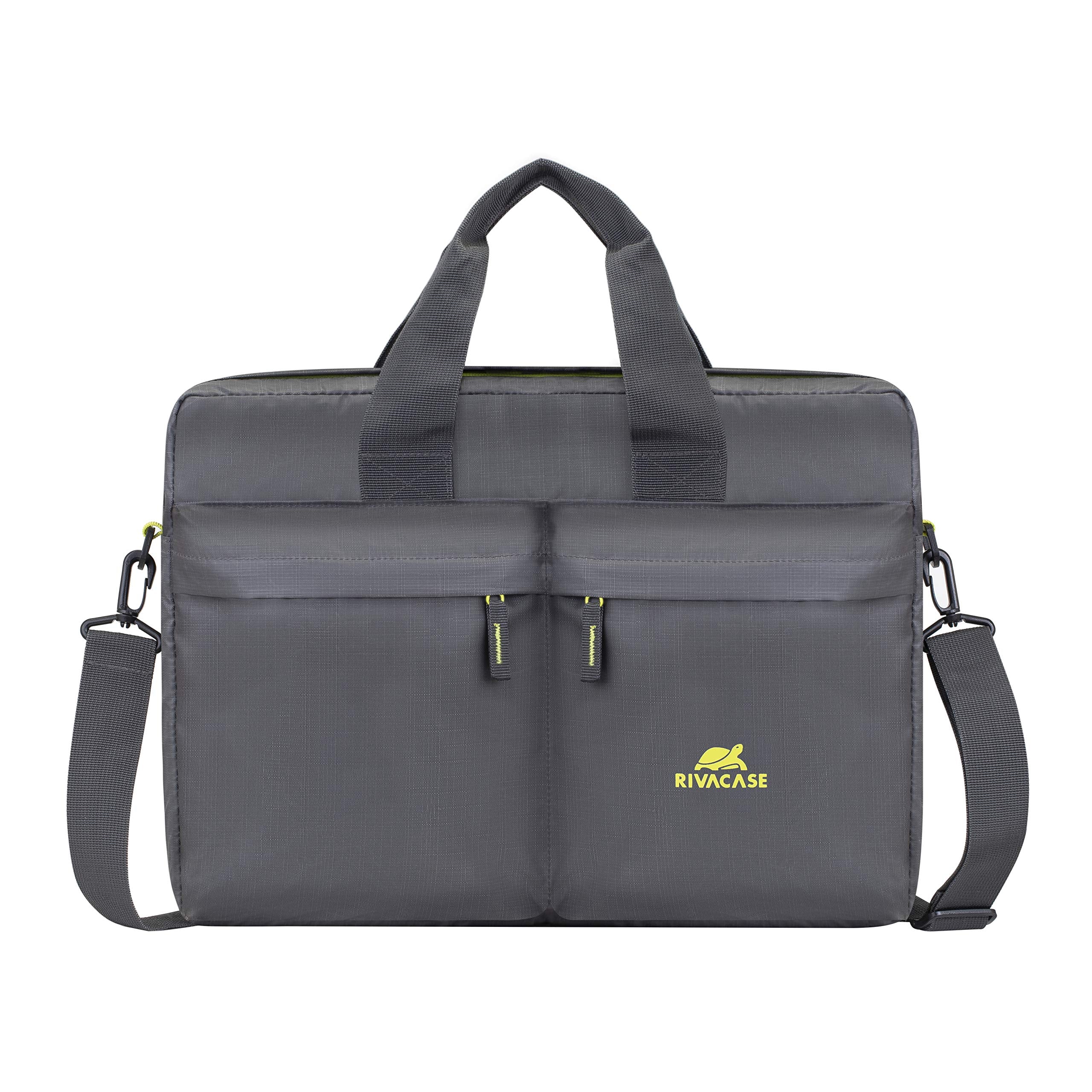 RIVACASELaptop Bag 15.6 Inch - Waterproof Laptop Case Sleeve with Adjustable Shoulder Starp - 15.6 Inch Laptop Bag for Women and Men - Laptop Carry Case Compatible with Macbook Pro and Other Laptops Grey