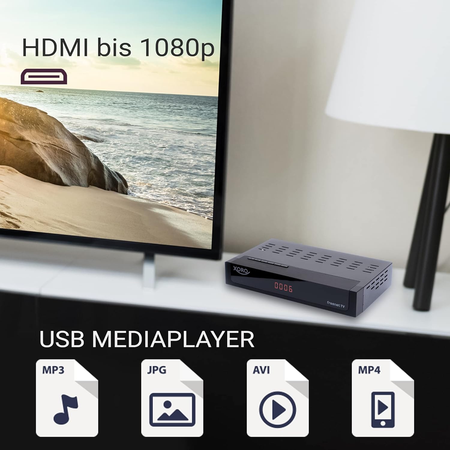 `Xoro HRT 8770 Twin, HD DVB-T2/C HD Receiver, freen`