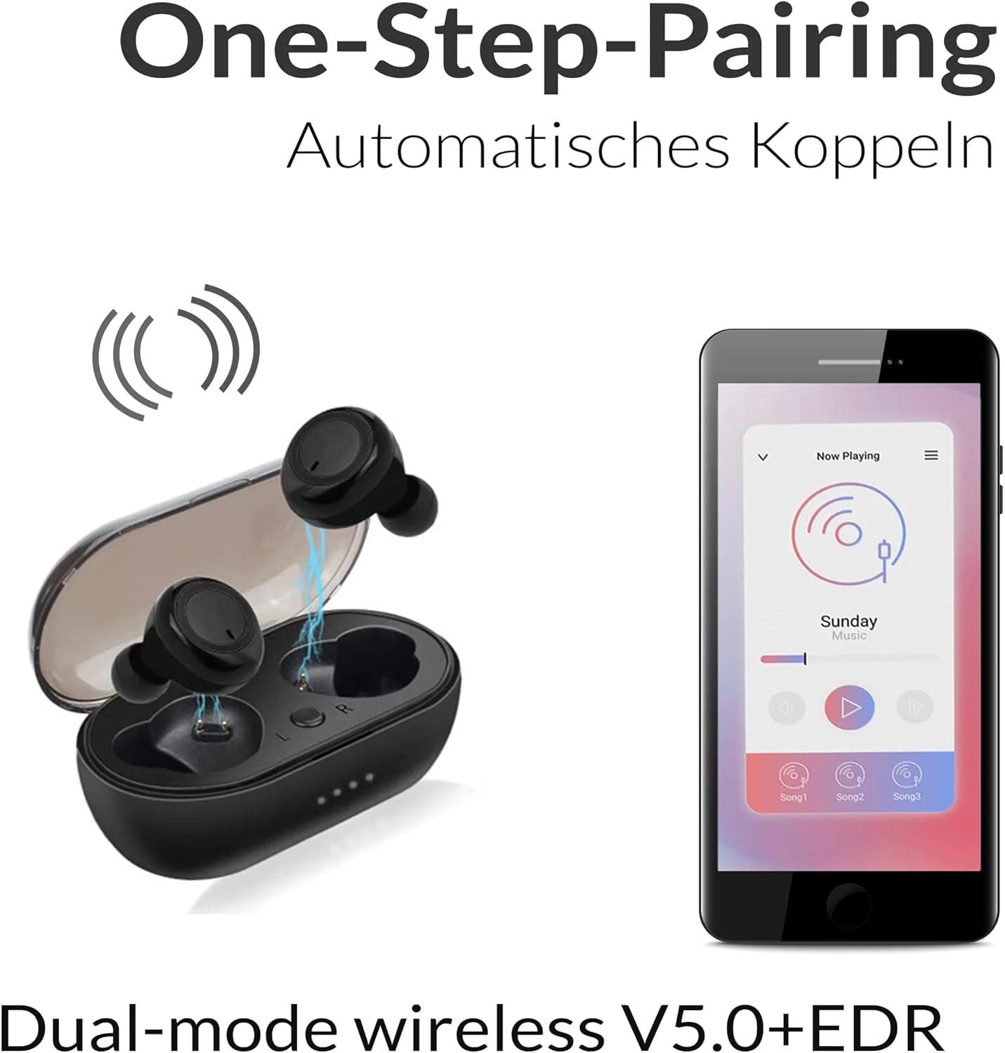 Xoro KHB 25 Bluetooth In-Ear Headphones (BT 5.0, TWS, Charging Box) Black