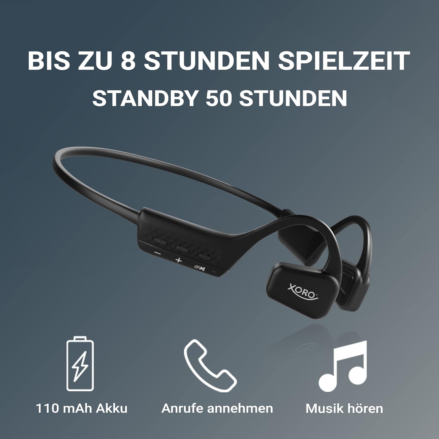 Xoro KHB 35 Open-Ear Headphones Built-in Battery Hands-Free Calling Bluetooth 8 Hours Playtime
