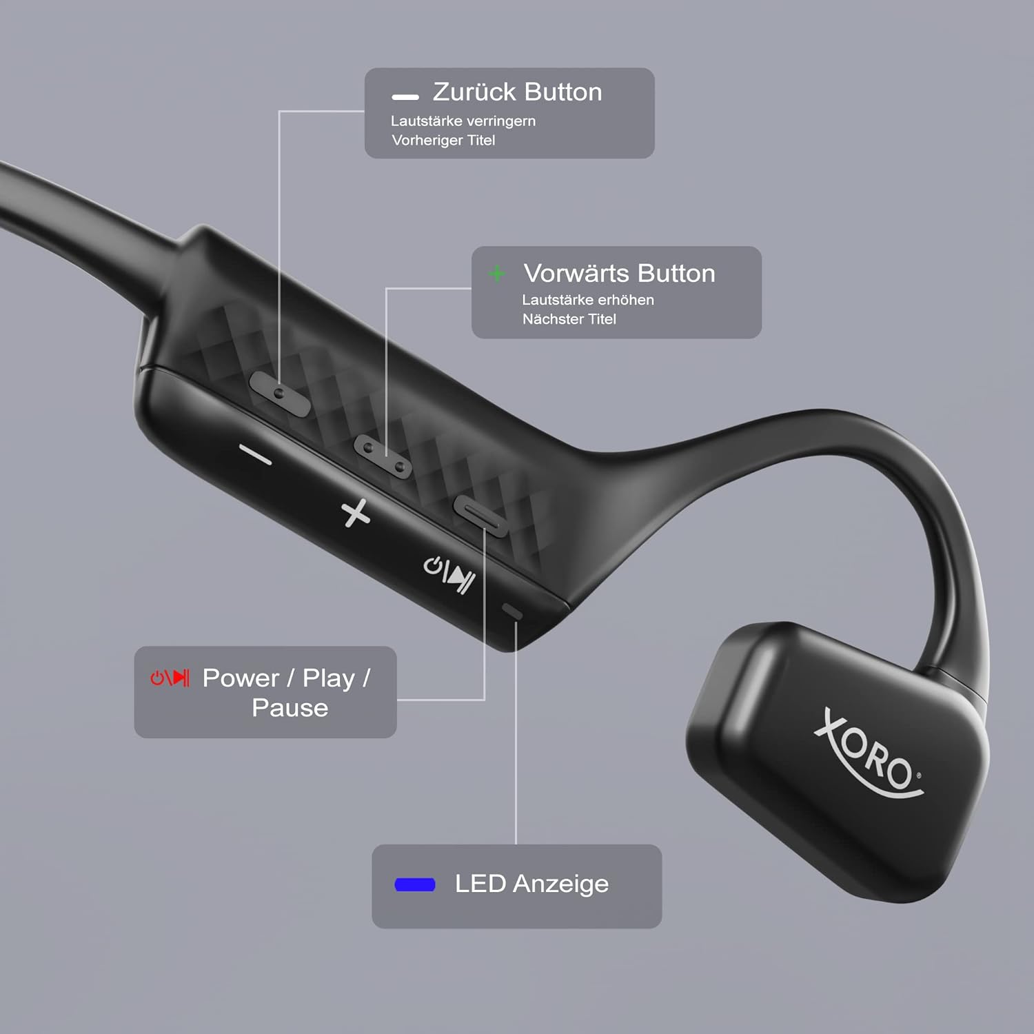 Xoro KHB 35 Open-Ear Headphones Built-in Battery Hands-Free Calling Bluetooth 8 Hours Playtime