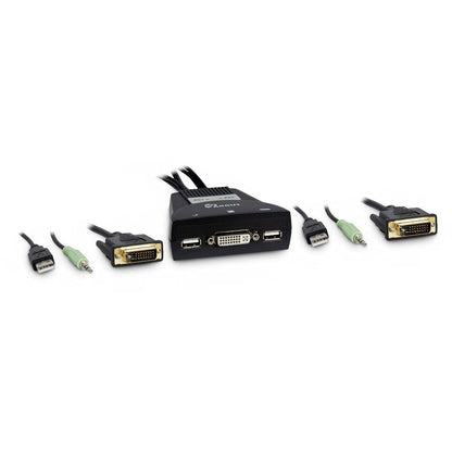 Inter-Tech KVM-LS-21DA DVI 2-Port KVM Switch with Automatic Audio Switch for Desktop Area Cable Switch