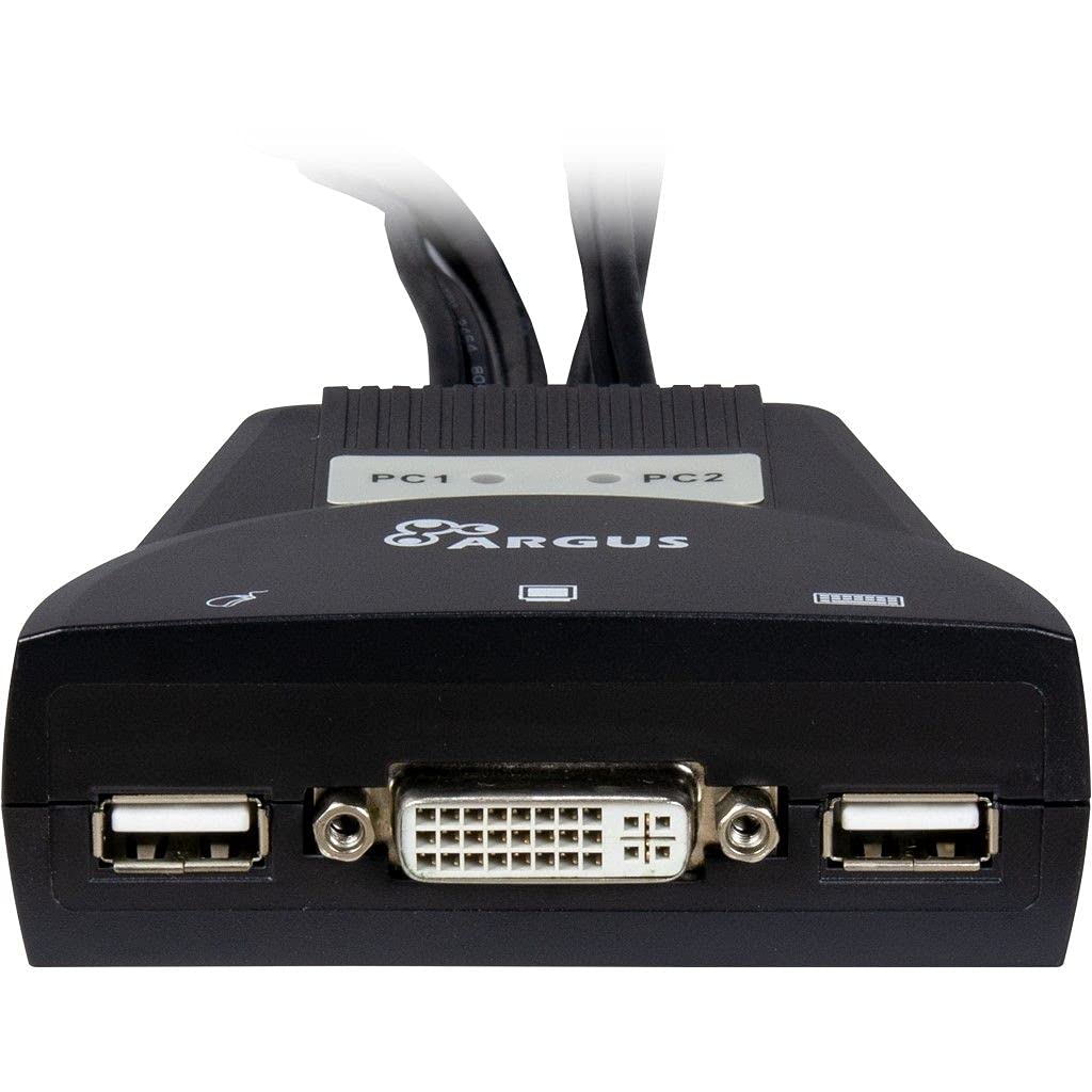 Inter-Tech KVM-LS-21DA DVI 2-Port KVM Switch with Automatic Audio Switch for Desktop Area Cable Switch