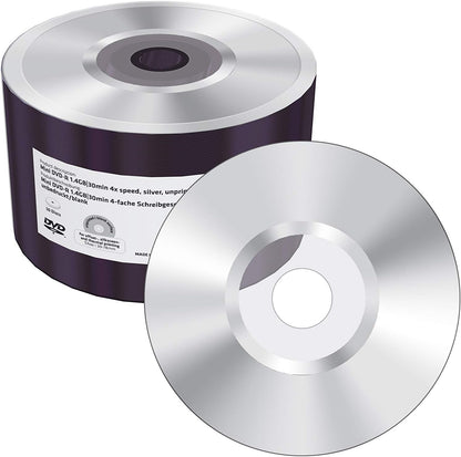 Mini DVD-R 1.4Gb|30Min 4x Speed, Silver, Unprinted/Blank, Shrink 50
