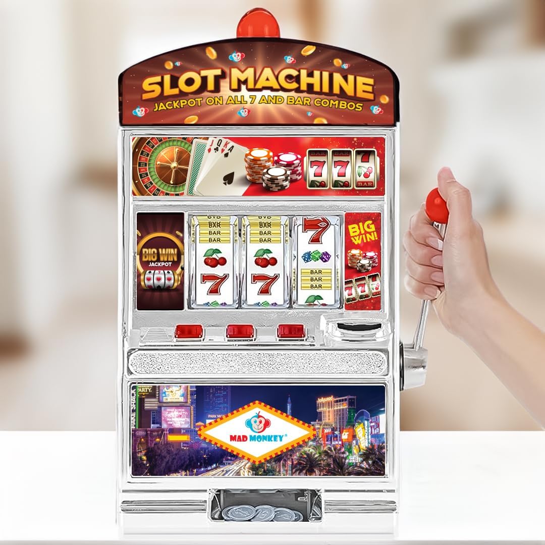 Mad Monkey Slot Machine XL - Art Deco Design, Black, Unisex-Adult