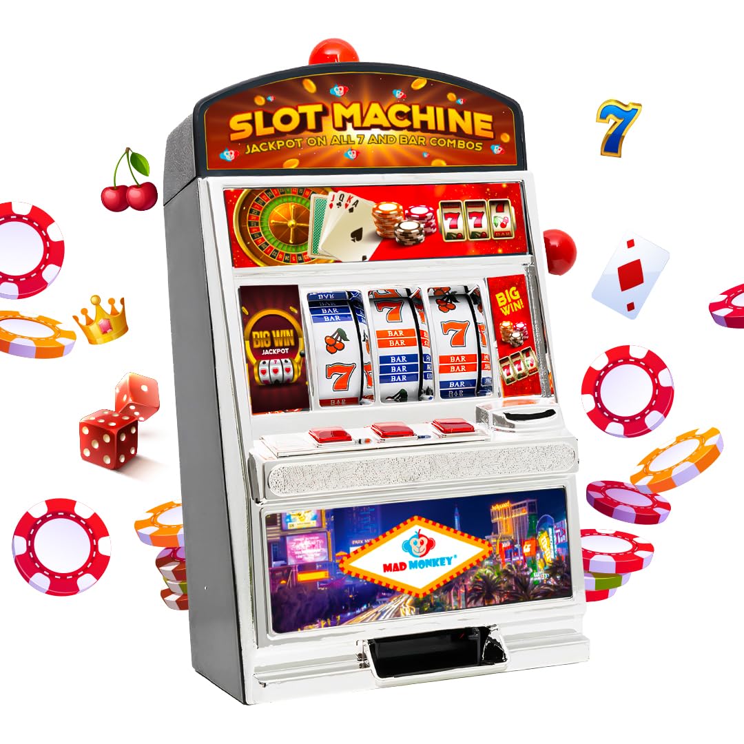 Mad Monkey Slot Machine XL - Art Deco Design, Black, Unisex-Adult