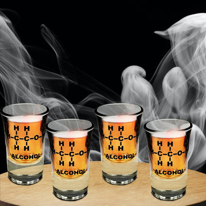 Mad Monkey Funny Shot Glasses with Alcohol Chemical Formula Set of 4