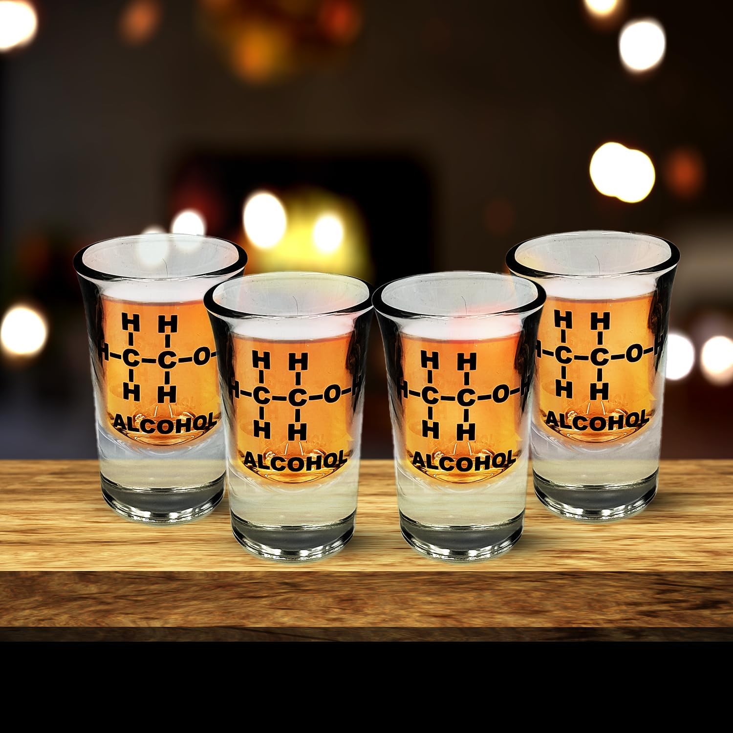 Mad Monkey Funny Shot Glasses with Alcohol Chemical Formula Set of 4